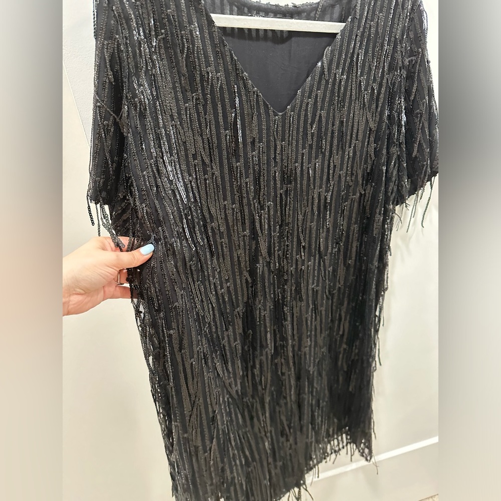 Zara black sparkly t shirt style party dress